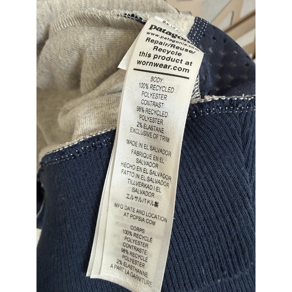 Patagonia Men's Shearling Fleece Zipper Jacket Oatmeal Heather Navy Trim Size XL - Picture 11 of 11